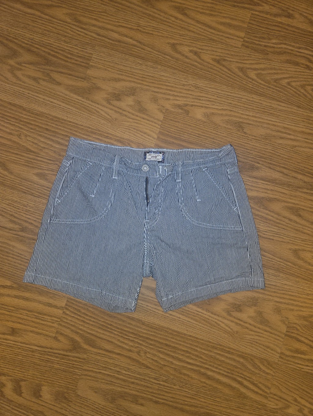 Levi's Striped Blue And White Women's Bermuda Shorts